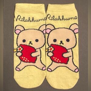🧸🧦 1 Pair 🇯🇵 NWOT Japan San-X Rilakkuma Brown Teddy Bear Lemon Girl Cartoon Sock